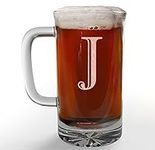 Etched Monogram 16oz Glass Beer Mug