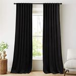 NICETOWN Black Velvet Curtains 90 inches Long 2 Panels Set (52-inch Wide), Thermal Insulated Sound Reducing Blackout Curtains and Drapes for Film, Window Curtains for Large Door Windows