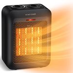 Portable Electric Space Heater 1500W/750W, Ceramic Room Heater with Tip-Over and Overheat Protection, Heat up 200 Square Feet in Seconds, Safe and Quiet for Office Home Room Desk Indoor Use (Black)