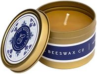 The Beeswax Co Santorini Travel Candle Tin - Natural Honey Scented - Long-Lasting & Eco-Friendly - Cotton Wick - Slow Burning - Hand Poured Pure Organic Bees Wax - 6oz Candles - 2.63 x 2