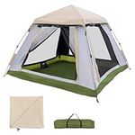 COSTWAY Instant Pop Up Camping Tent for 2-4 Person, Waterproof Family Dome Tent with Removable Rainfly, 2 Mesh Windows, 2 Zippered Doors & Carry Bag, Portable Sun Shelter for Hiking Traveling