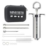 Meat Injector,Marinade Syringe,Turkey Seasoning Injection Kit with 3 Professional Marinade Injector Needles for Grill Smoker BBQ Brisket; Include User Manual, E-Book - Storage Case