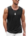 COOFANDY Men's Workout Bodybuilding Tank Tops Athletic Training Gym Shirts Vest Cotton Cut Off Sleeveless Muscle T-Shirt Black M