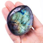 Labradorite Palm Stone Crystal - Natural Chakra Reiki Polished Healing Pocket Worry Stone Crystal for Anxiety Stress Relief Therapy