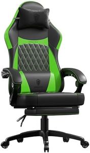 Dowinx Gaming Chair with Pocket Spring Cushion, Ergonomic Computer Chair with Massage Lumbar and Footrest for Adults, High Back Game Chair Leather for Office Gaming 300LBS, Green New