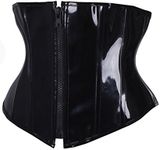 SAYFUT PVC Leather Steampunk Gothic Wasit Trainer Underbust Corset Bustier L Black