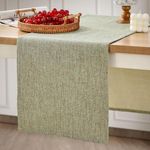 Rustic Table Runner Boho Style, Handmade Sage Green Table Runner 90 Inches Long for Home Dining,Coffee Table,Kitchen,13x90