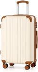 Coolife Luggage, Suitcase with Durable and Lightweight, Checked Luggage with ABS Hardshell, Dual Spinner Wheels, TSA Lock, and YKK Zipper (apricot white, M(24in))