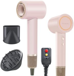 High Speed Hair Dryer with Diffuser for Curly Hair - 110000 RPM Brushless Motor Negative Ionic Blow Dryer, Fast Drying Low Damage No Heat Burn for Natural Curls, Pink