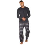 INSIGNIA Mens Jersey Long Sleeve Top With Cotton Flannel Bottoms Pyjamas Sets (UK, Alpha, XL, Regular, Regular, Charcoal)