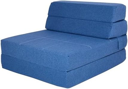 SAPPHIRE 12 cm Tri-Fold Foam Folding Mattress and Z Bed Sofa for Guests or Floor Mattress 100% Foam Filling (Single Navy)