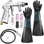 Halfchet 7 Pcs Sand Blaster Gun Kit 1 Pair Rubber Sandblaster Gloves Siphon Sandblaster Kit Sandblasting Gloves for Removing Rust Abrasive Blaster Sandblasting Cabinet