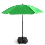 Out There! 240cm (7ft 8in) Parasol with Base Garden Beach Parasol Umbrella | Outdoor Sun Shade with Adjustable Height and Base