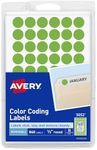 Avery Removable Neon Green Dot Stickers 1/2 Inch, Pack of 840 Round Stickers (5052),Small