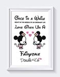 PERSONALISED SAME SEX Female Gay Couple Minnie and Minnie Mouse Engagement Anniversary DISNEY Couples Wedding Wife Girlfriend MRS & MRS Print Gift For Her - UNFRAMED - A4