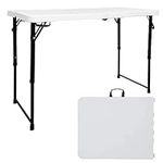 Alextend Folding Table, 40 Inch Portable Plastic Table, Height Adjustable Fold-in-Half Table for Indoor and Outdoor Parties, Picnic and Camping (White)