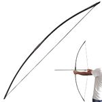 67 Inch Archery Traditional Longbow 25-120lbs Recurve Bow Hunting English Longbow for Right Hand Left Hand Adult Outdoor Sports (120 Lbs, Black)