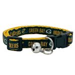 NFL CAT Collar Green Bay Packers Satin Cat Collar Football Team Collar for Dogs & Cats. A Shiny & Colorful Cat Collar with Ringing Bell Pendant