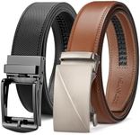 BOSTANTEN Ratchet Leather Belt For Men 2 Pack Dress and Casual with Adjustable Buckle, Trim to Fit