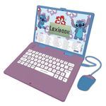 Lexibook, Disney Stitch, Bilingual Italian/English educational computer, Toy for children with 124 language, writing, maths, logic, music activities and games, Purple/Blue, JC598Di5