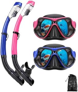 DIPUKI Snorkeling Gear for Adults Snorkel mask Set Scuba Diving mask Dry Snorkel Swimming Glasses Swim Dive mask Nose Cover Youth Diving (Blue+Pink（2 Pack）)