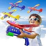 Kunmark 3 Pack Airplane Launcher Toys,Foam Airplane Glider,2 Flight Mode Glider Plane,Kids Flying Toy,3 4 5 6 7 8 9 10 11 12 Year Old Boys Girls Gifts,Outdoor Sport Toys Party Favor (Blue)