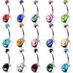 Outee 15 Pcs Belly Bars Button Belly Rings Navel Ring Belly Piercing Set Piercing Body Jewelry