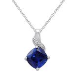 Lab Grown Gemstone and Diamond Pendant Necklace in .925 Sterling Silver