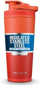 Ice Shaker Insulated Stainless Steel Shaker Bottle | 26oz, Orange Color Rush | Cold for 30+ Hours | Insulated Cup with Twist-on Agitator | Bottle for Protein Shakes, Smoothies, Cocktails