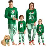 IFFEI Family Matching Pyjamas Set Santa Hat ELF Printed with Striped Pants Two Pieces Nightwear Sleepwear PJs Women-Medium