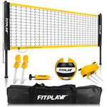 FITPLAY Portable Volleyball Net Outdoor, Professional Volleyball Net System with Poles, Volleyball,Pump, Boundary Line, and Carry Bag,Height Adjustable Volleyball Net Set for Backyard Beach, Lawn