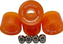 GHOST BOARDS Jelly Phantoms 70mm 78A Long Board Wheels with ABEC-7 Bearings for Smooth Cruising - Skateboard Wheels Provide Grip & Speed - Ghost Wheels Built for Tricks & Control (Orange)