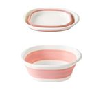 Changyeah Collapsible Wash Basin, Medium Folding Hand Travel Wash Basin Dish Tub Camping Hiking Multifunction Washbasin Round Washing Up Bowl Portable Silicone Bowl Sink Tub (Pink,31 cm)