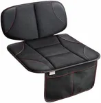 Siivton Kids Booster Seat Protector Mat, Thick, Anti-Slip, Waterproof, with Mesh Pockets for Toys & Snacks, Fits Most Cars, Black - 2 Pack