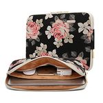 KAYOND Black Rose Patten Canvas Water-Resistant 15.6 Inch Laptop Sleeve