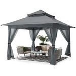 ABCCANOPY 3.6x3.6M Roof Pop up Gazebo Outdoor Canopy Shelter with Netting (Gray)