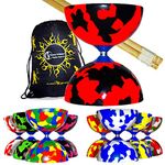 Juggle Dream JESTER Diabolos + Wooden Diabolo Sticks, Diablo String & Travel Bag! Beginner Diabolo Set For Kids & Adults! (Red/Green/White)