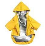 Stylish Premium Dog Raincoats - Dog Wear Yellow Zip Up Dog Raincoat with Reflective Buttons, Pockets, Rain/Water Resistant, Adjustable Drawstring -Yellow -S