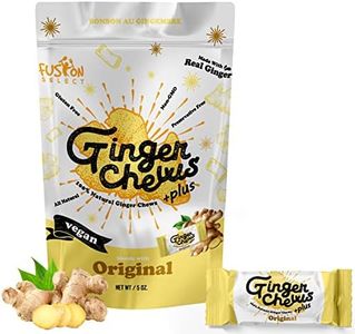 Fusion Select Original Ginger Chews - Sweet Soft Candied Delights From Indonesia - Promotes Relief From Morning Sickness, Upset Stomach - Made from Real Ginger Root, Non-GMO, Vegan Candy