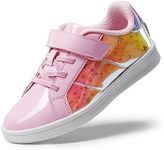 DREAM PAIRS Girls Boys Sneakers Kids Toddler Tennis Storybook DiscoStar School Casual Walking Shoes,Size 4 Big Kid,Pink,SDFS2210K