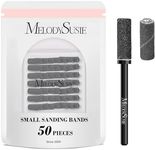 MelodySusie 50 Pcs Nail Drill Bits Small Sanding Bands with 3.1mm Mandrel Bit, 240 Extreme Fine Grit Nail File for Acrylic Nails Gel Manicures and Pedicure, Black