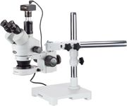 AmScope SM-3T-80S-M 7X-45X Trinocular LED Boom Stand Stereo Zoom Microscope + 1.3MP Digital Camera