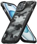 Ringke Fusion-X Case Compatible with iPhone 15 6.1-Inch, [Military-Grade Protection] Advanced Protection PC + TPU Bumper Phone Cover - Camo Black