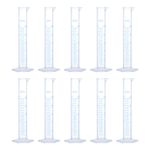 uxcell Plastic Graduated Cylinder, 25ml Measuring Cylinder, Test Tube Beakers, 2-Sided Metric Marking, Clear Hex Base for Lab Home 10Pcs