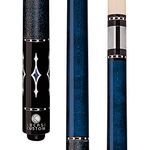 Lucasi Custom Luminous Blue Birds-Eye Pool Cue with Blue and White Diamond Inlays, 19-Ounce