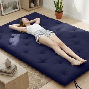 Syrinx Japanese Floor Futon Mattress King Size 80"x76", Foldable Lazy Floor Bed for Adults, Roll Up Lounger Tatami Sleeping Mat, Water Resistant Futon Tatami Mattresses for Home, Travel.