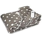 Navaris Grey/White Star Heated Throw Electric Blanket, 180 x 130cm Heated Blanket Machine Washable Electric Throw Overblanket with 3HR Auto-Off Timer and 3 x Control Heat Settings