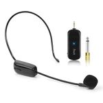 Uniy U19 UHF 2.4G Wireless Headset Mic, Microphone System 160ft Distance Ideal for Speakers, Amplifier PA System for Live Streamer, News Presenter with 3.5mm to 6.35mm Port Converter (Black)