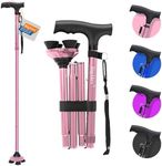 BigAlex Folding Walking Cane for Elderly Adjustable & Portable Walking Stick for Seniors,Pivoting Quad Base,Lightweight,Collapsible with Carrying Bag for Men/Woman