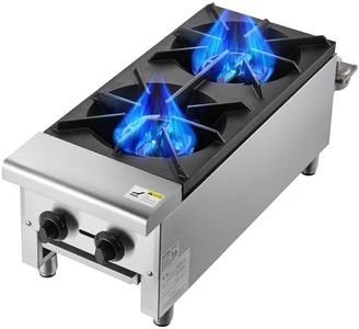 VEVOR Commercial Gas Stove with 2 Burners, Propane and Natural Gas Countertop Cooking Stove Range, Stainless Steel Gas Hot Plate, Commercial Cooking Equipment for Restaurant, 56,000 BTU